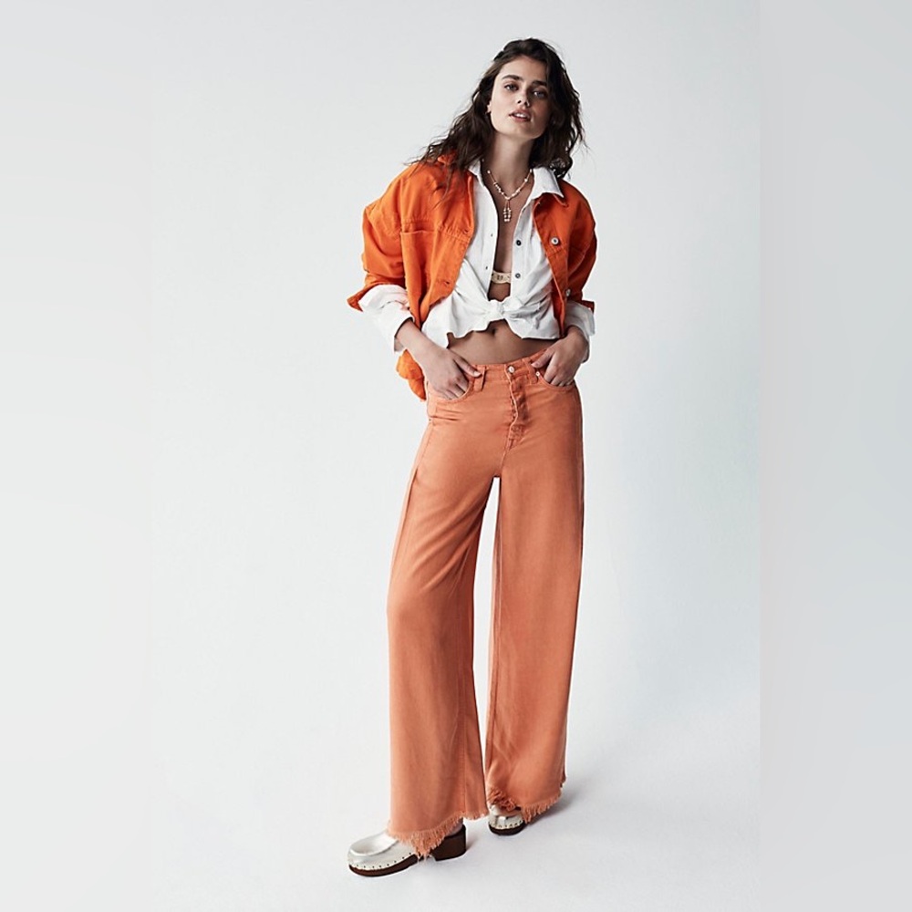 We The Free Burnt Orange Flare Jeans
